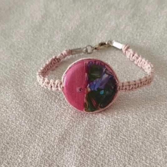 Bracciale rosa con paesaggio