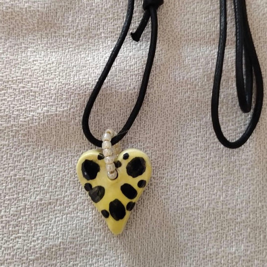 Pendente in ceramica Cuore piccolo giallo