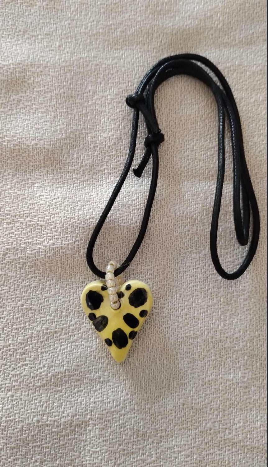 Pendente in ceramica Cuore piccolo giallo