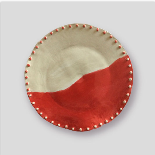 Piatto ceramica vaniglia rosso